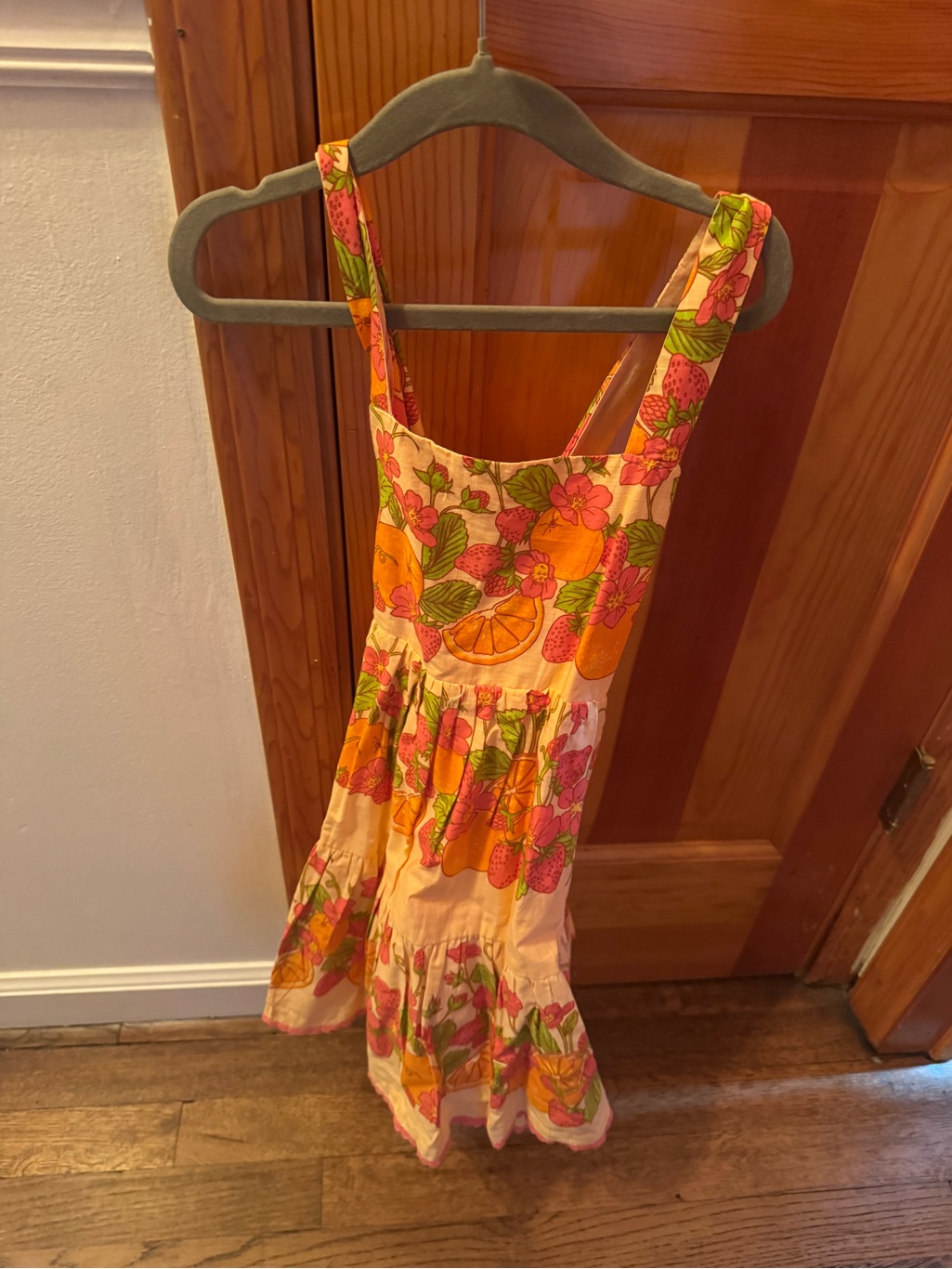 T.J.Maxx Pink And Orange Fruit & Floral Sundress